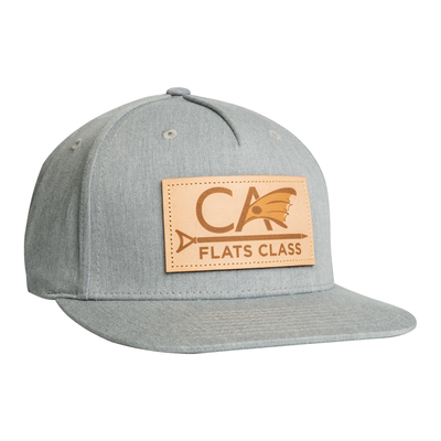 Grey Flatbill Leather Patch Hat
